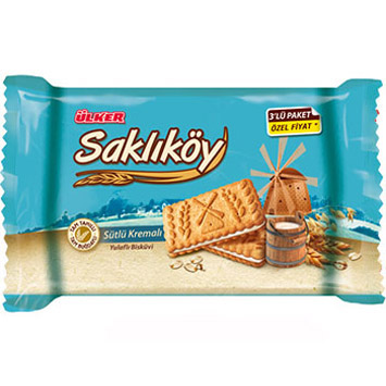 Ülker Saklıköy Sütlü Kremalı Bisküvi 3'lü